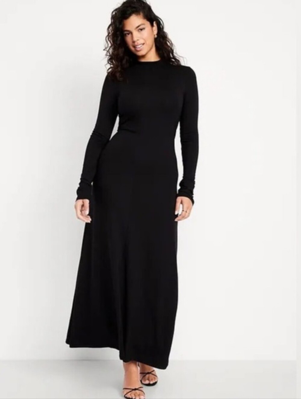 New Old Navy Black Jack Sleek Fitting Long Sleeve With High Neck Maxi Dress